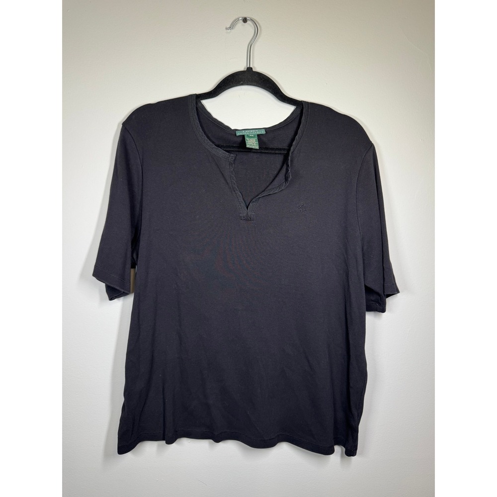 Ralph Lauren Green Tag Black v-neck top